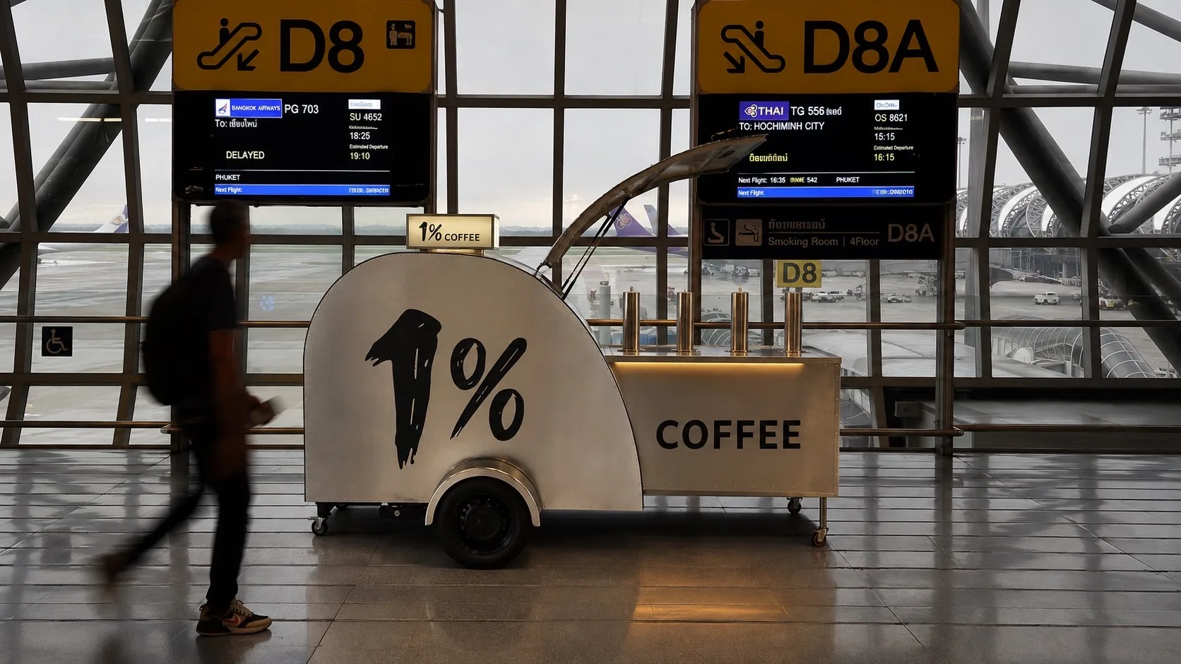 รถหัวแท็ป 1% Coffee ที่สนามบินสุวรรณภูมิ
